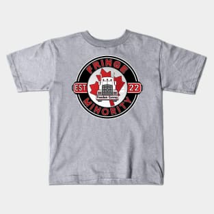 FRINGE MINORITY FREEDOM CONVOY 2022 FRINGE MINORITY EST 2022 RED ROUND BLACK LETTERS Kids T-Shirt